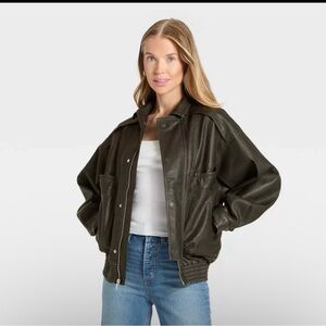 Source Unknown Olive Leather Jacket
